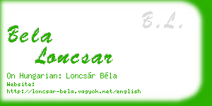 bela loncsar business card
