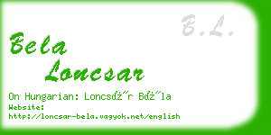 bela loncsar business card